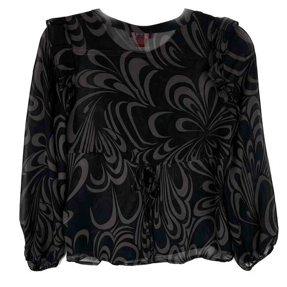 ELLE Sheer Abstract Floral Top Size Small - Picture 10 of 10